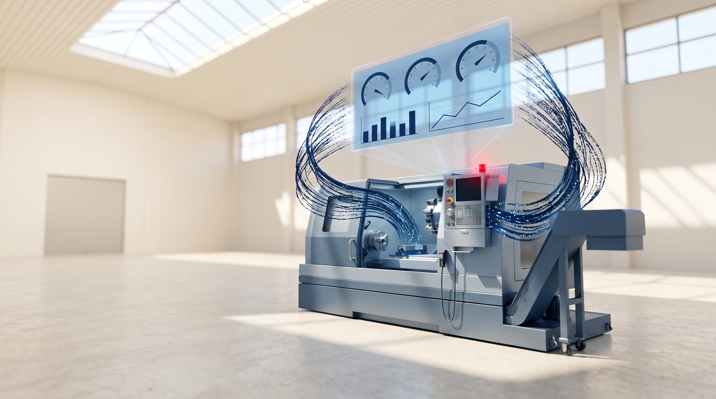 Aydınlık fabrikada CNC makinesinden üretim verileri holografik panele akıyor
